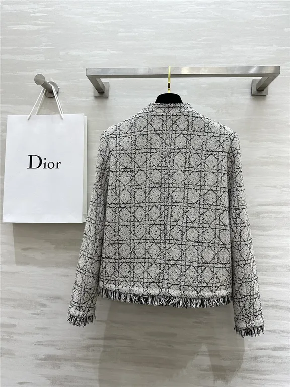 Dior quilted wool fringed coat